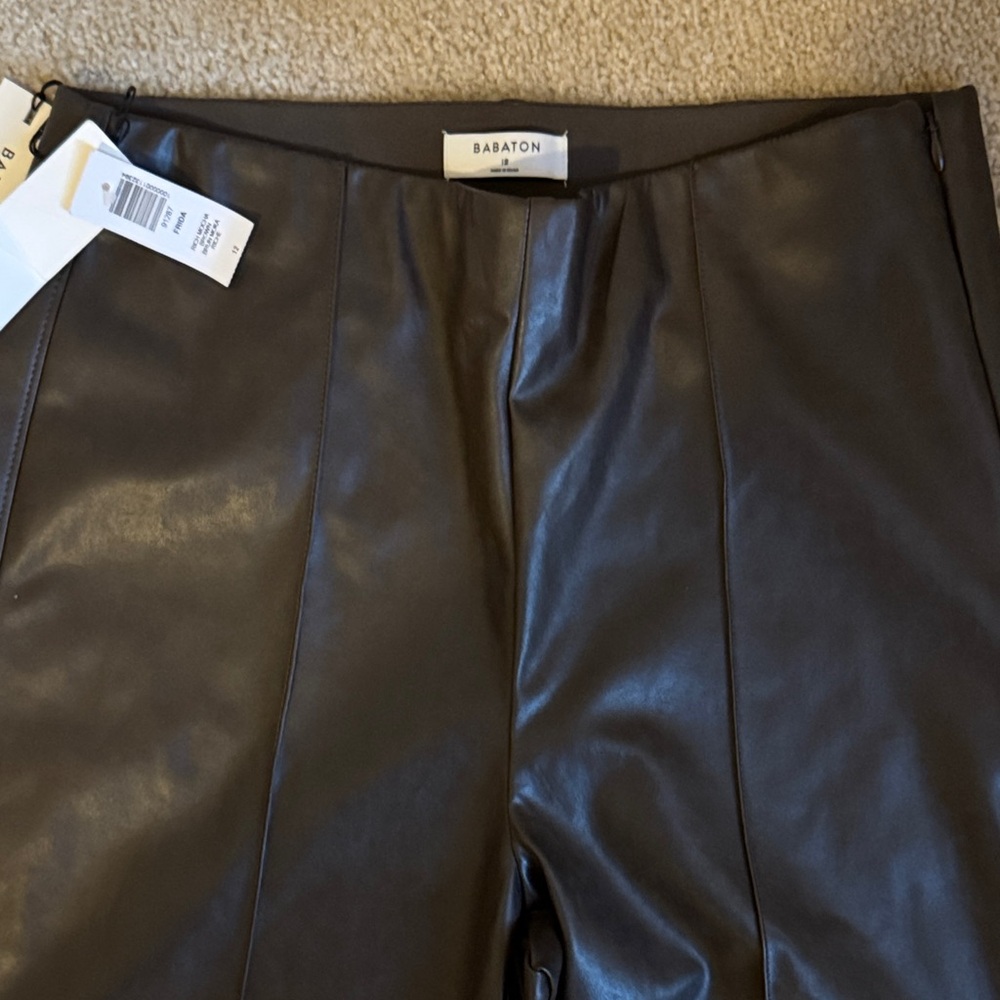 Babaton Rich Brown Faux Leather Pants